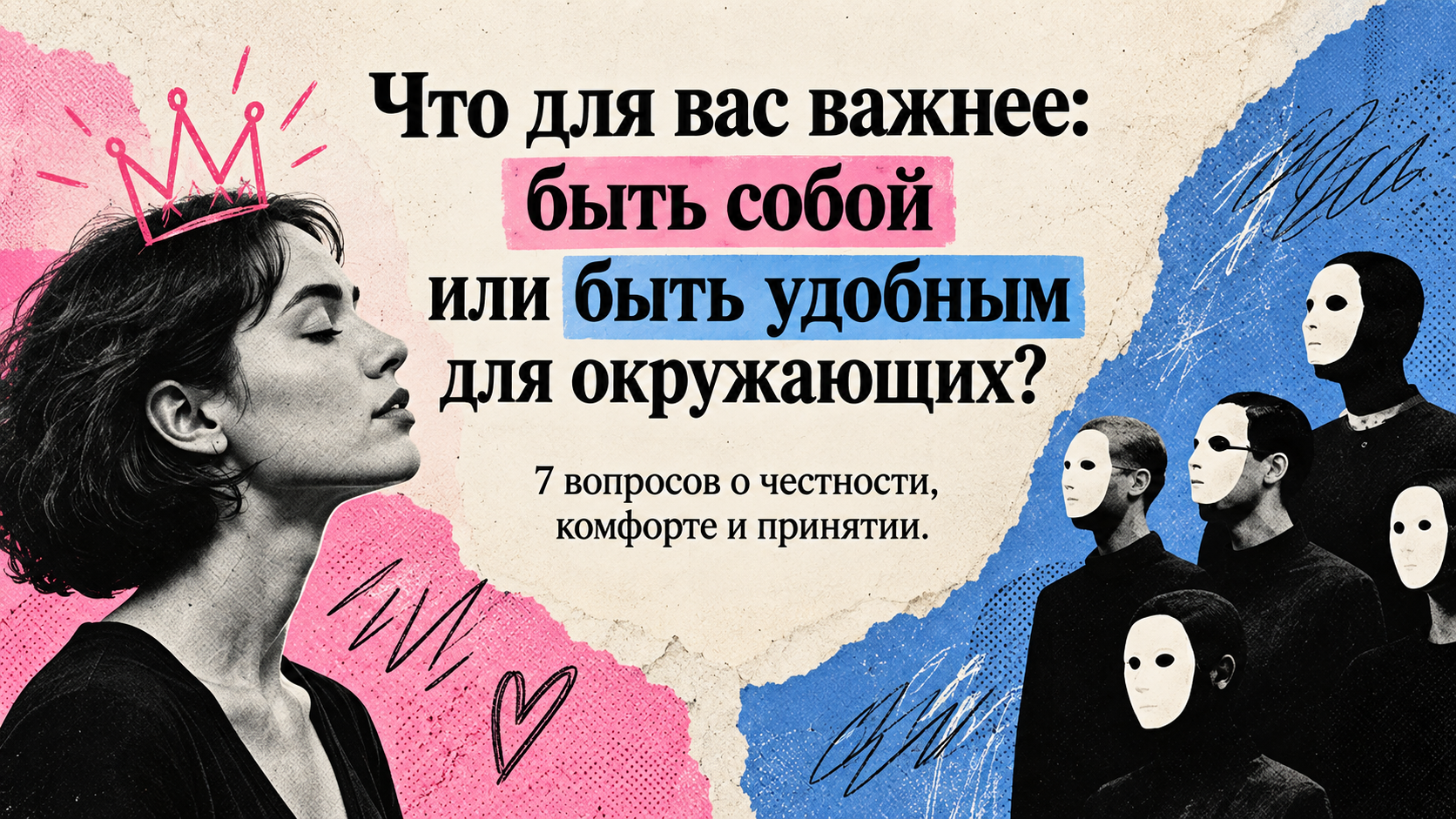 Тест: что для вас важнее — быть собой или быть удобным для окружающих?