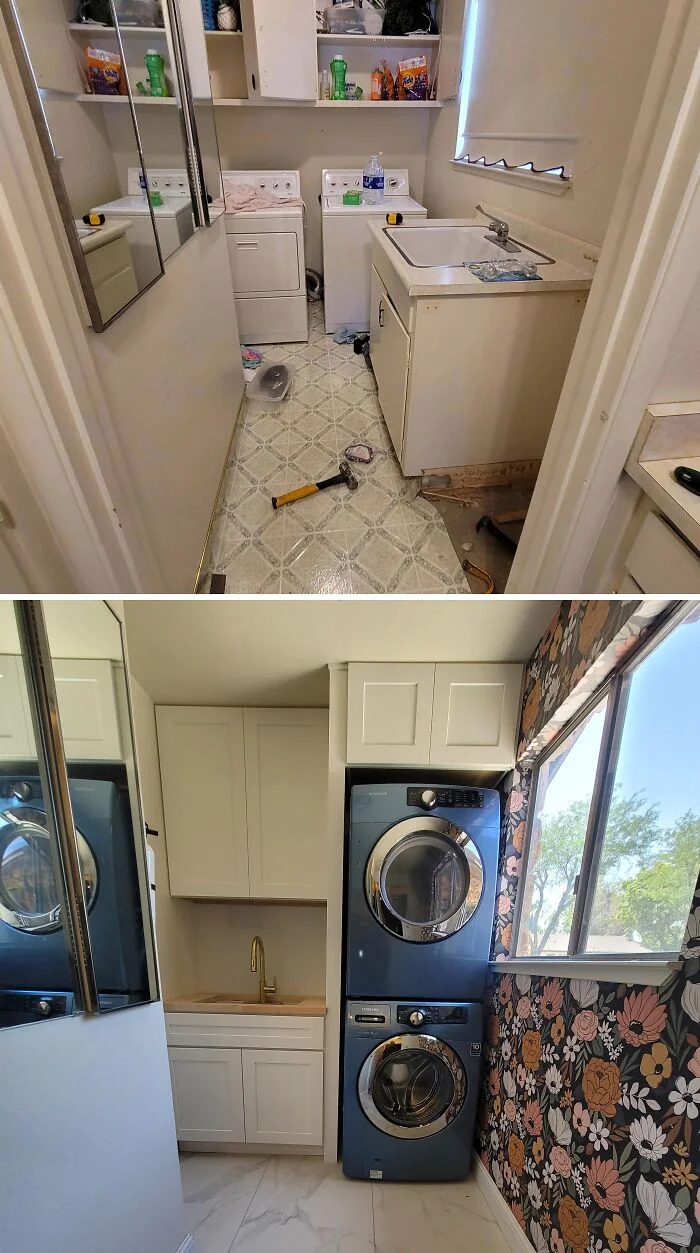 Недавний ремонт прачечной. © reddit.com/r/DIYHome