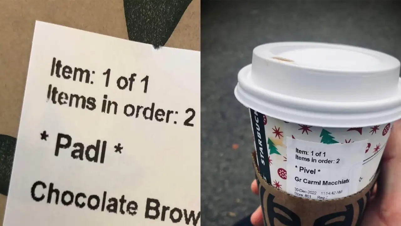 Имя на стаканах из Starbucks.