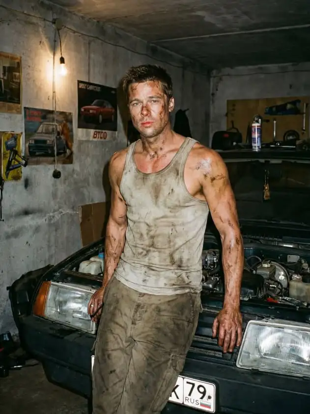 Брэд Питт стал работников автосервиса. Брэд Питт стал работников автосервиса.