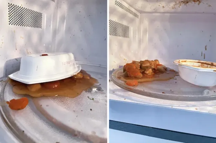 «Мой обед подскочил и перевернулся в микроволновке».