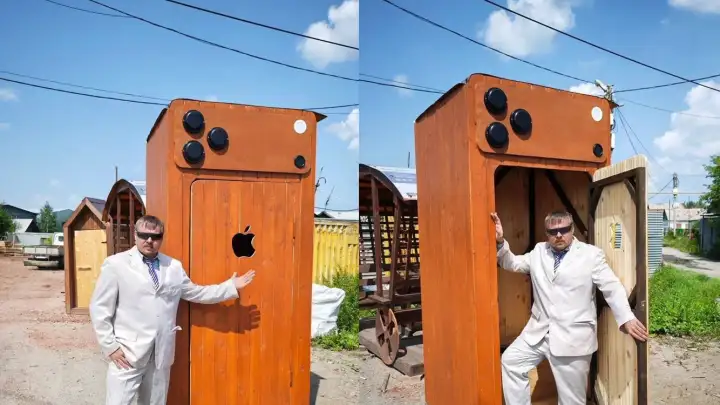 Инженер из Челябинска сделал туалет, который выглядит как оранжевый iPhone