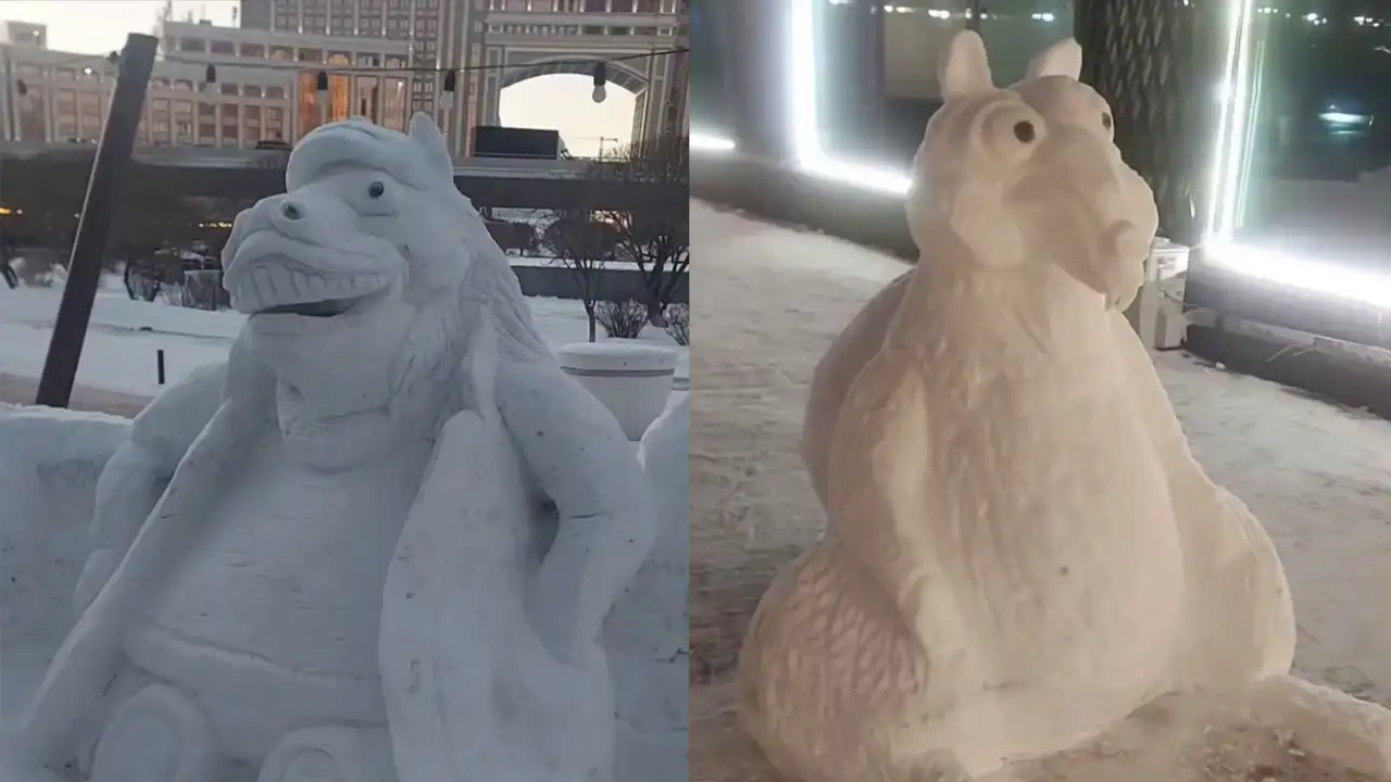 Снежные скульптуры в Астане.