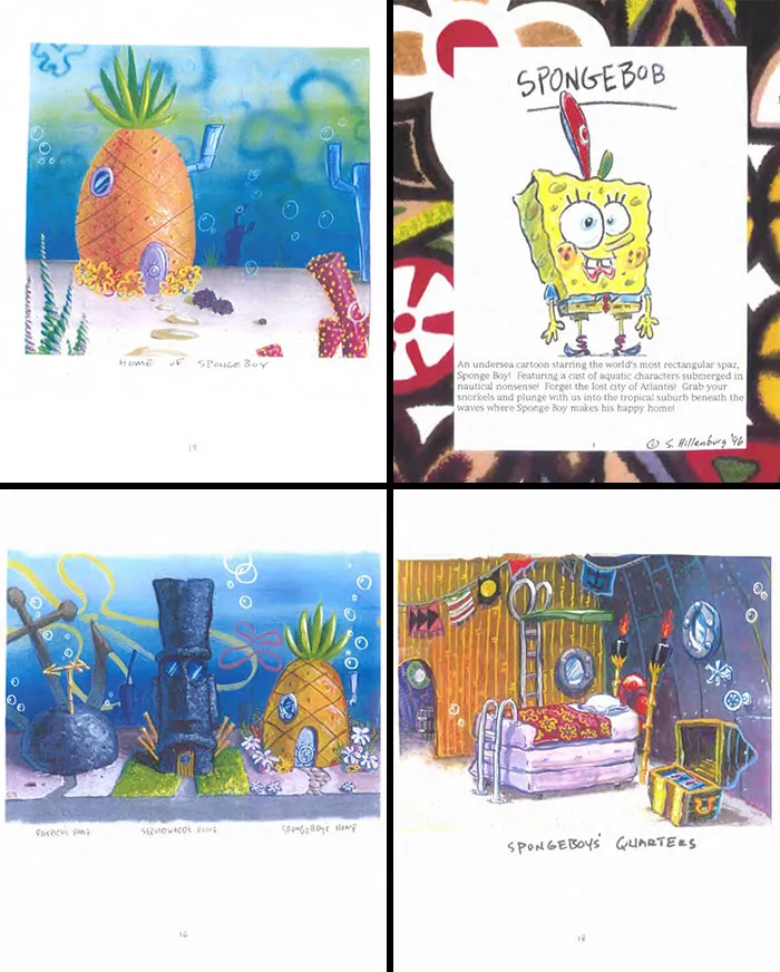 Оригинальные иллюстрации и концепции мультфильма «Губка Боб Квадратные Штаны», 1996 год.