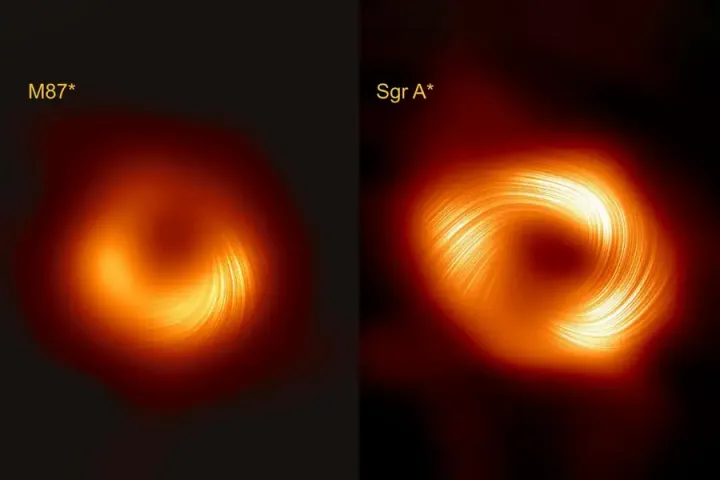 Сравнение магнитных полей М87* и Стрельца А*.