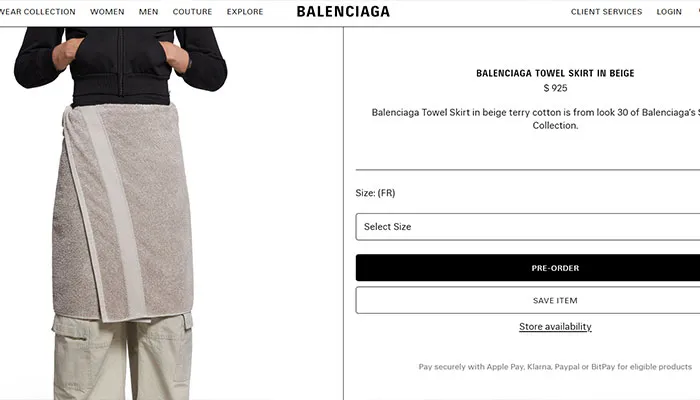 Balenciaga недавно выпустила юбку в форме полотенца за 925 долларов, что вызвало веселую реакцию со стороны IKEA.