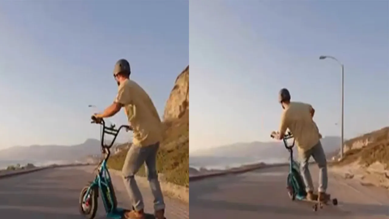 Гибрид электросамоката и скейтборда.