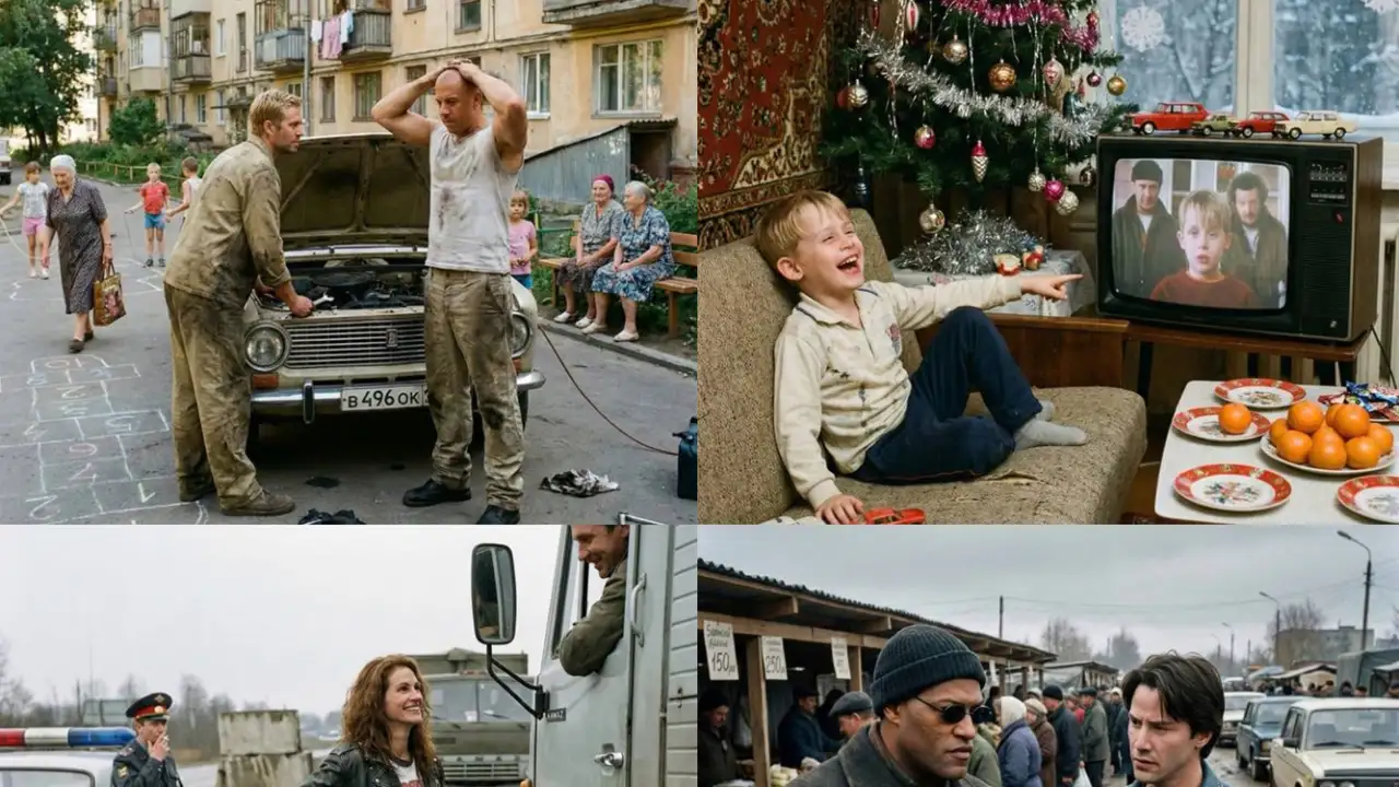 Нейросеть перенесла действия голливудских фильмов в суровый СССР.