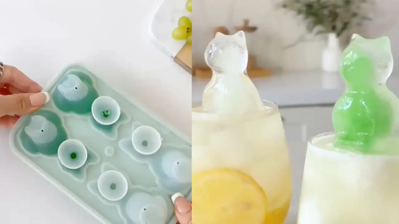 Лед в форме котиков.