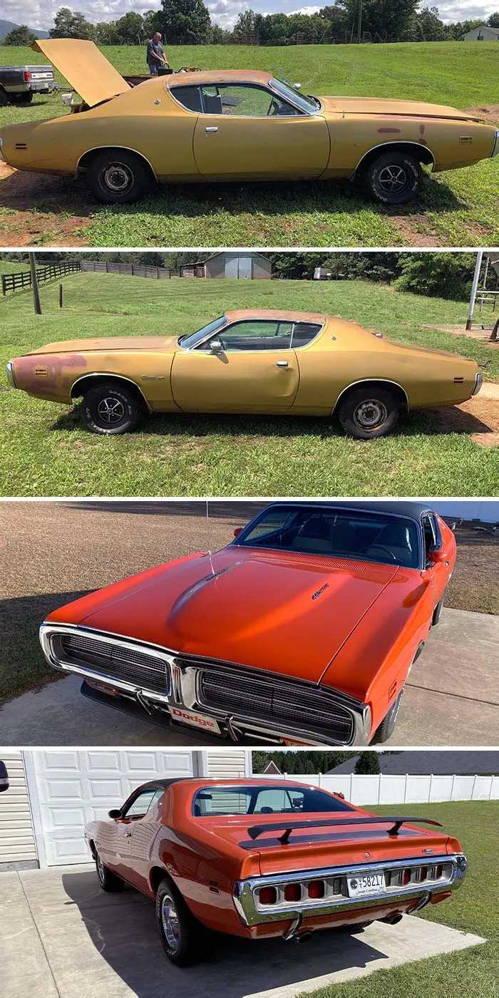 Dodge Charger 1971 года до и после.