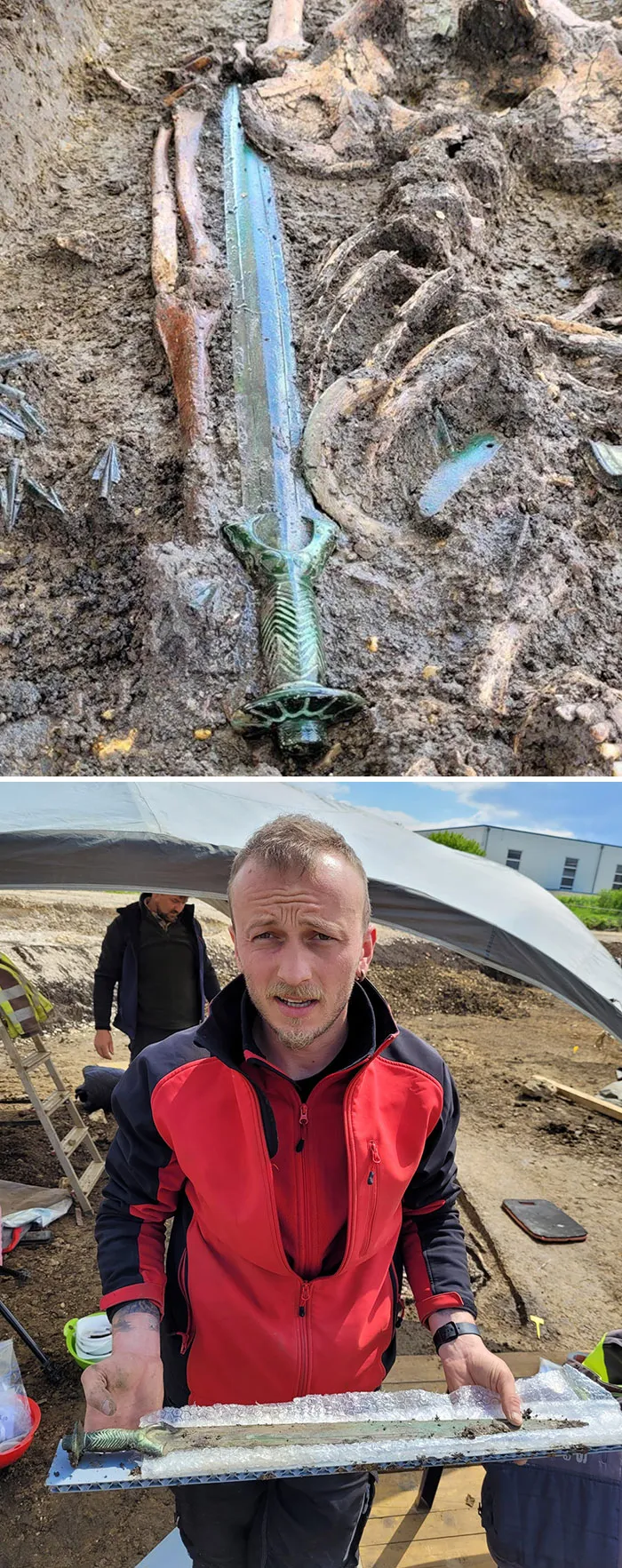 Археологи сделали редкую находку в Нёрдлингене, Бавария: во время раскопок специалисты обнаружили бронзовый меч возрастом более 3000 лет/