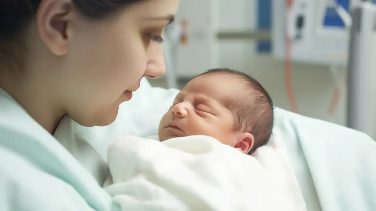 Младенец на руках у матери.