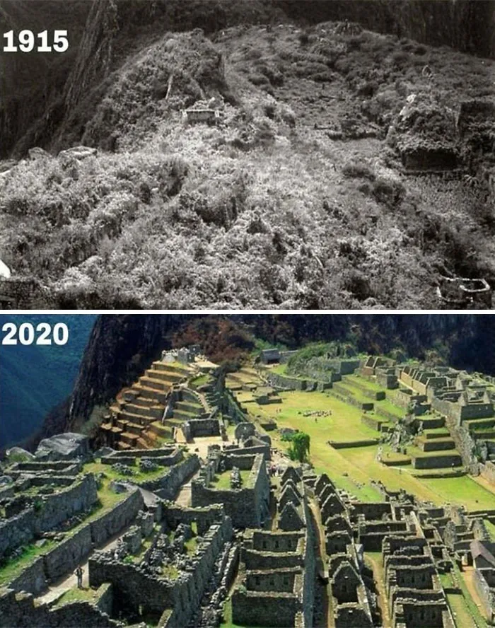 Мачу-Пикчу, Перу. 1915 и 2020 годы.