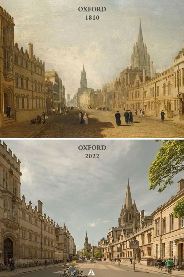 Оксфорд в 1810 и 2022 гг.