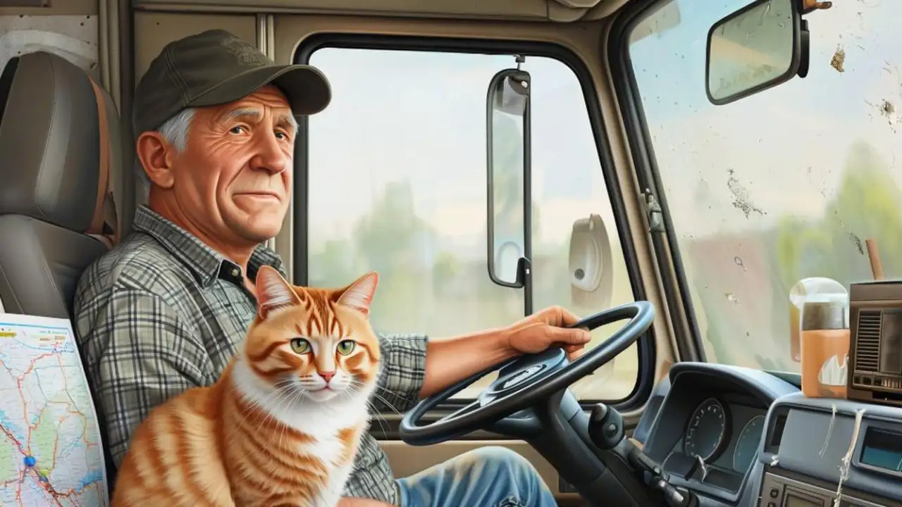 Дальнобойщик с котом.