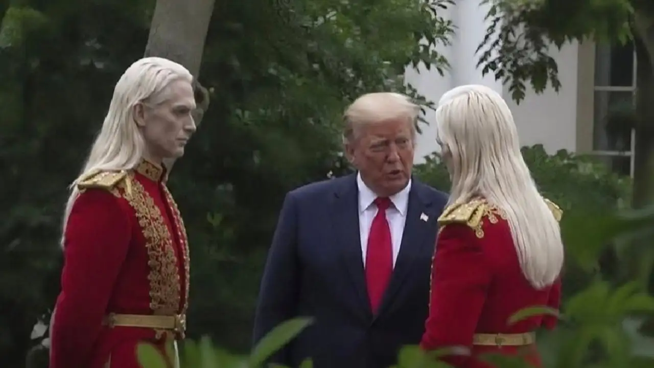 Трамп с двумя незнакомцами.
