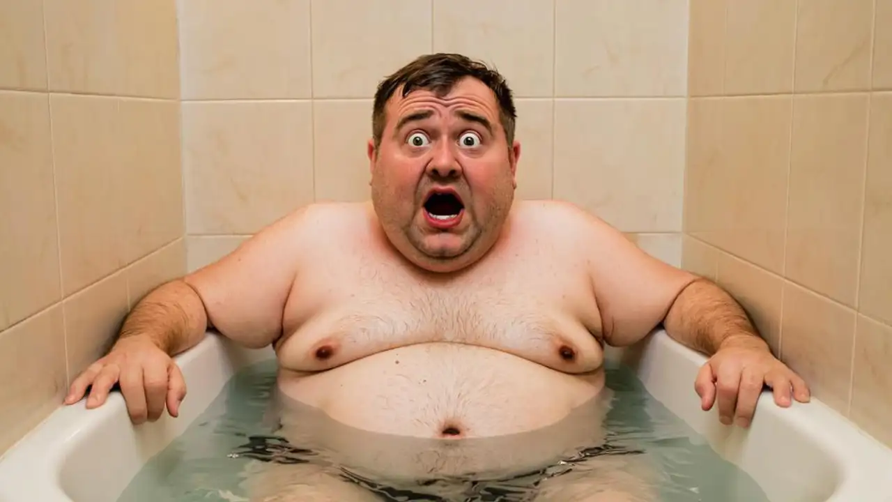 Мужчина застрял в ванне.