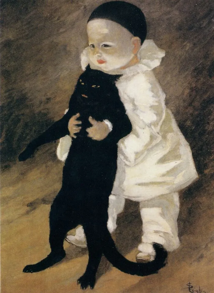 «Пьеро и кот», Теофиль Александр Стейнлен, 1889 г.