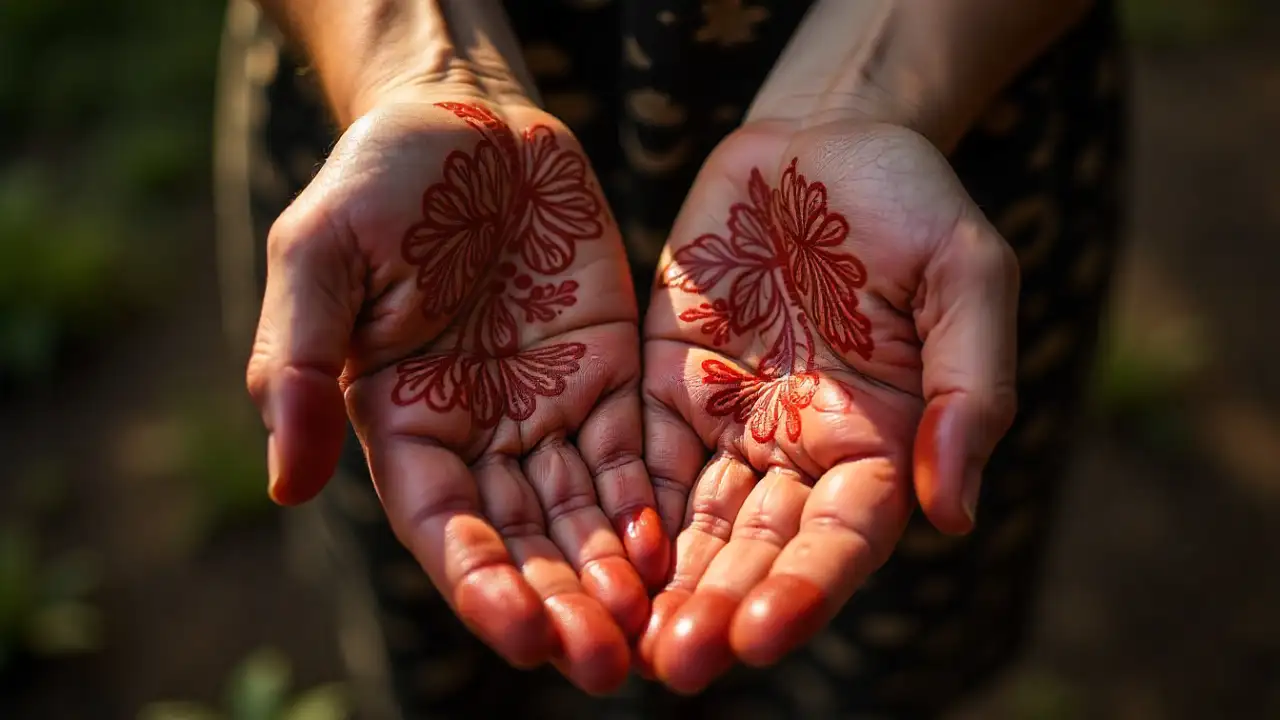 Хна на руках.