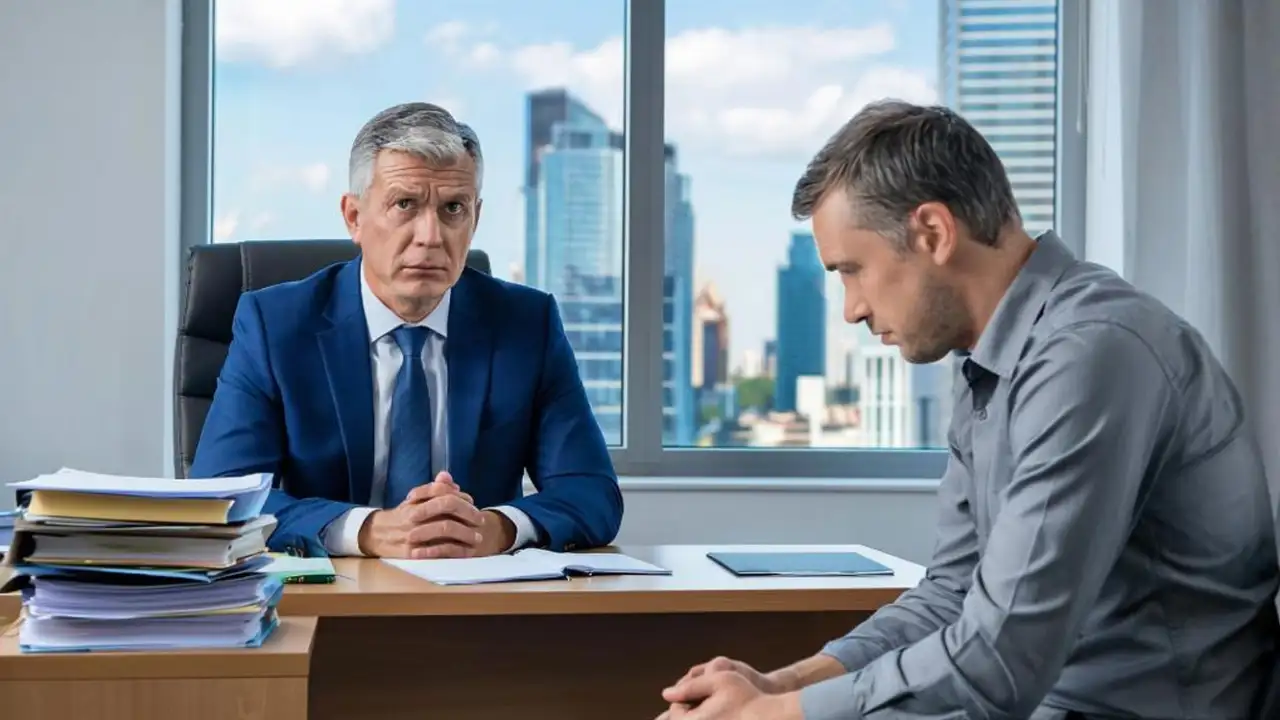 Начальник увольняет сотрудника.