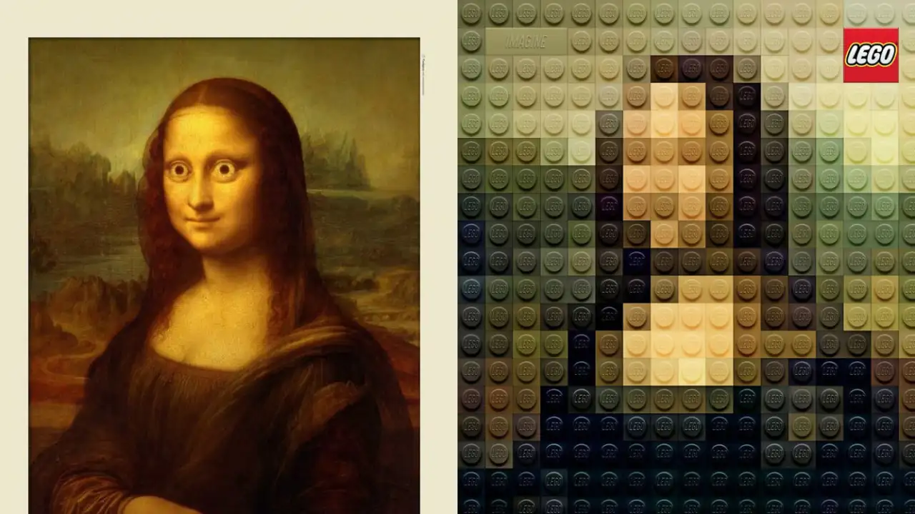 Реклама кофе и Lego, вдохновленные Моной Лизой.