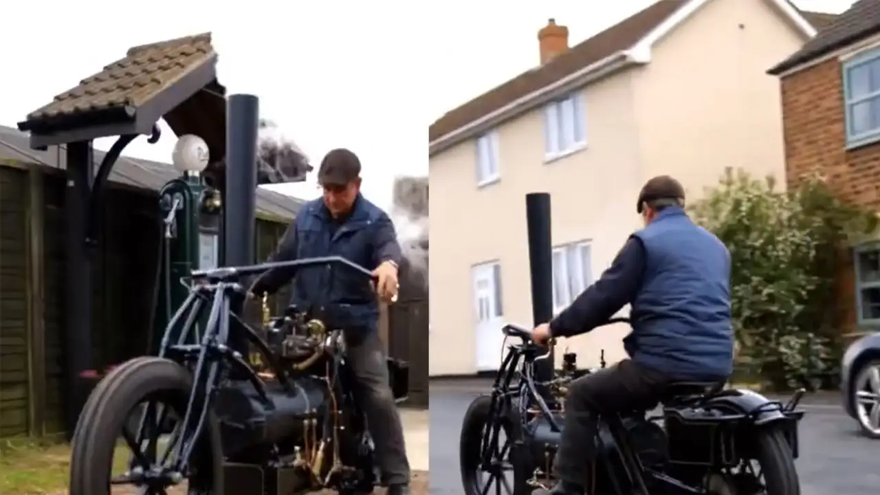 Мотоцикл, работающий на угле.