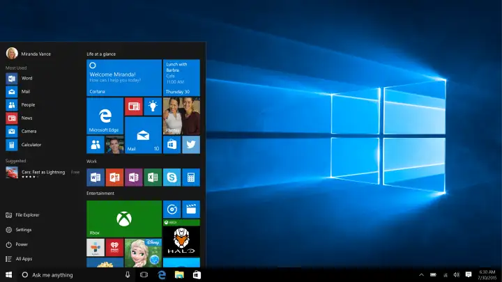 Стартовый экран десятой Windows.