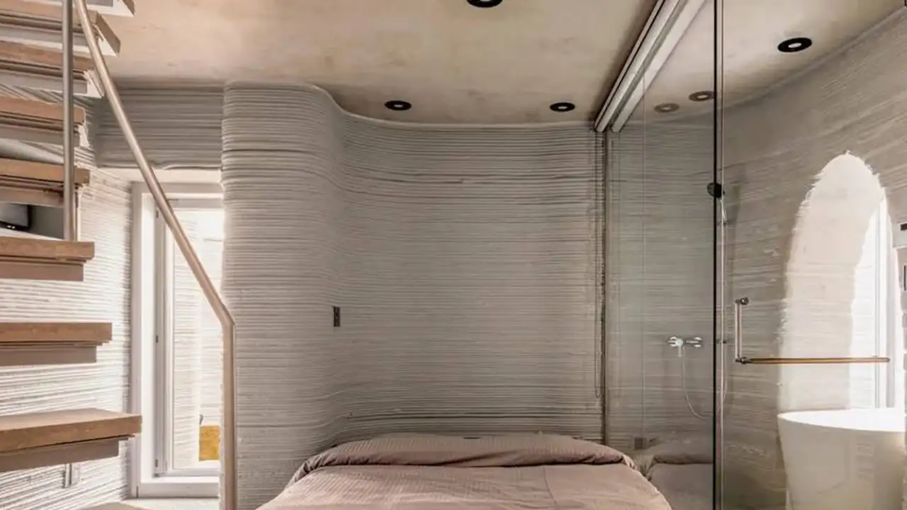 Дом, напечатанный на 3D-принтере изнутри.