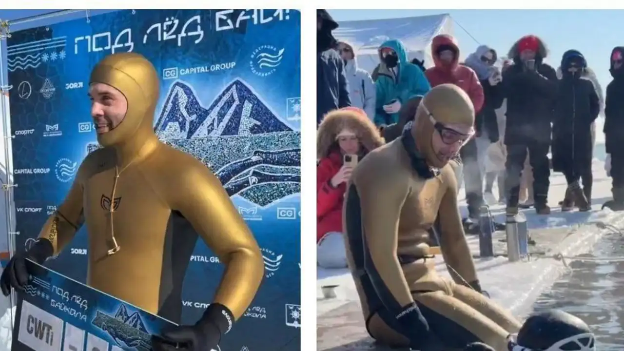 Алексей Молчанов нырнул 91 метр под лед Байкала без акваланга и побил мировой рекорд.