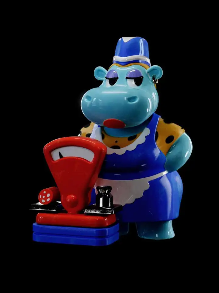 Бегемотик в виде продавщицы из продуктового. Бегемотик в виде продавщицы из продуктового.