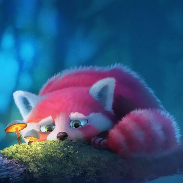 Очень грустная красная панда.