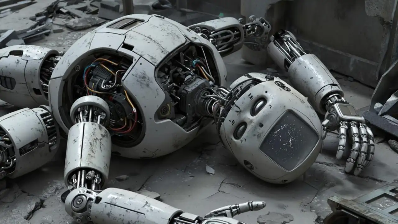 Упавший робот.