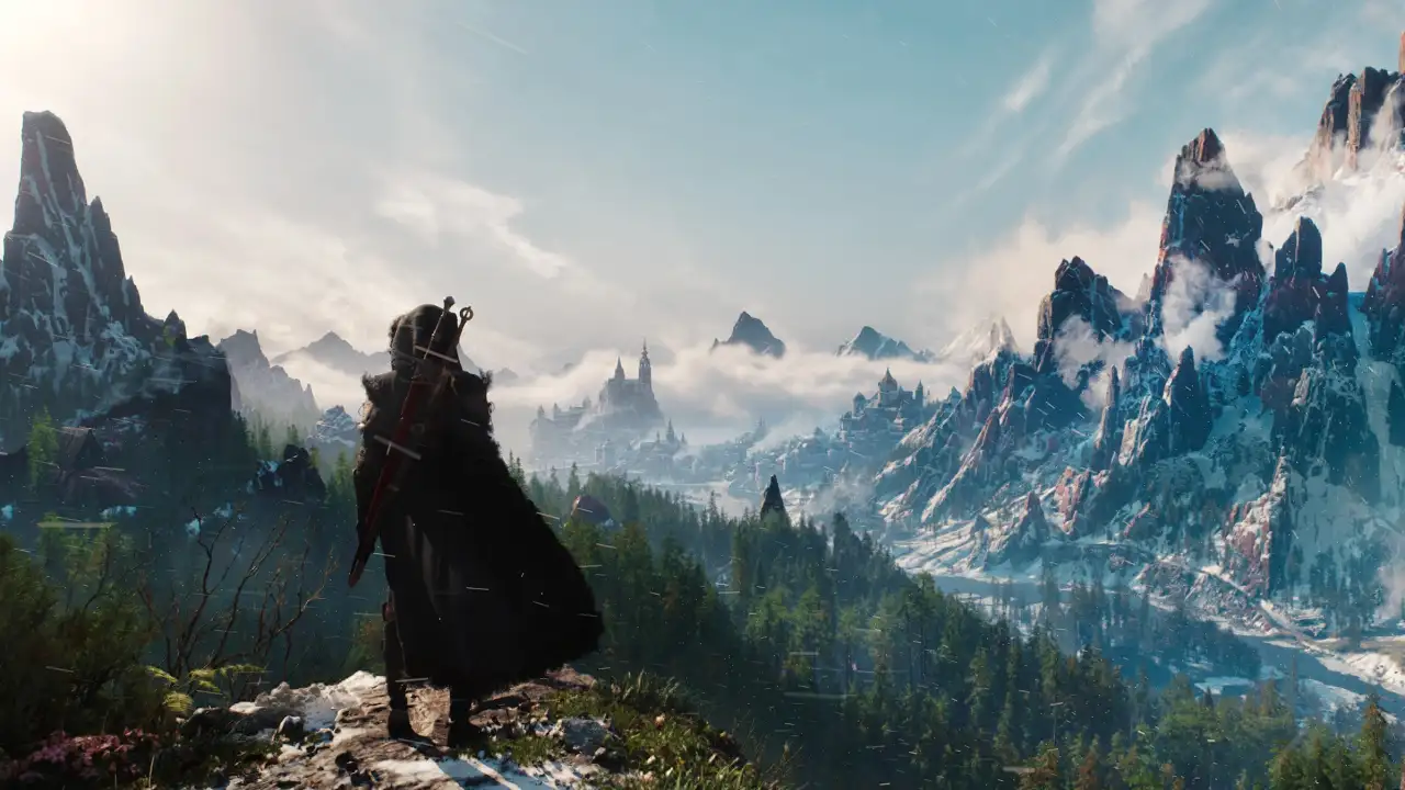 Цири на фоне леса.