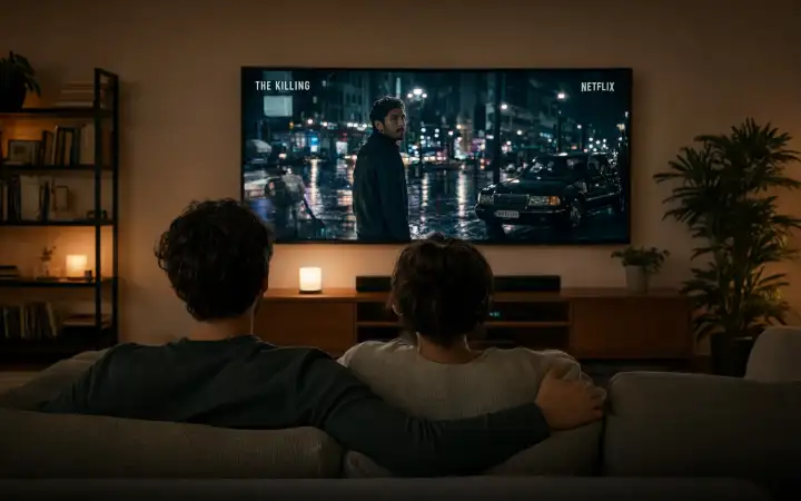 Пара смотрит сериал. Пара смотрит сериал.