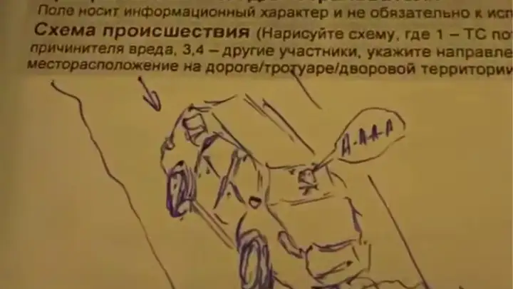 Клиент страховой нарисовал схему аварии и добавил на неё свои эмоции