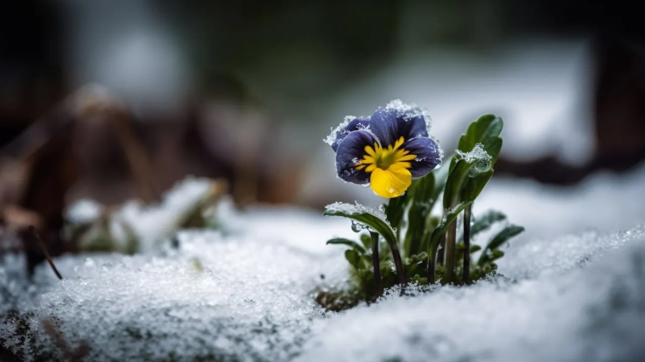 Цветок в снегу.