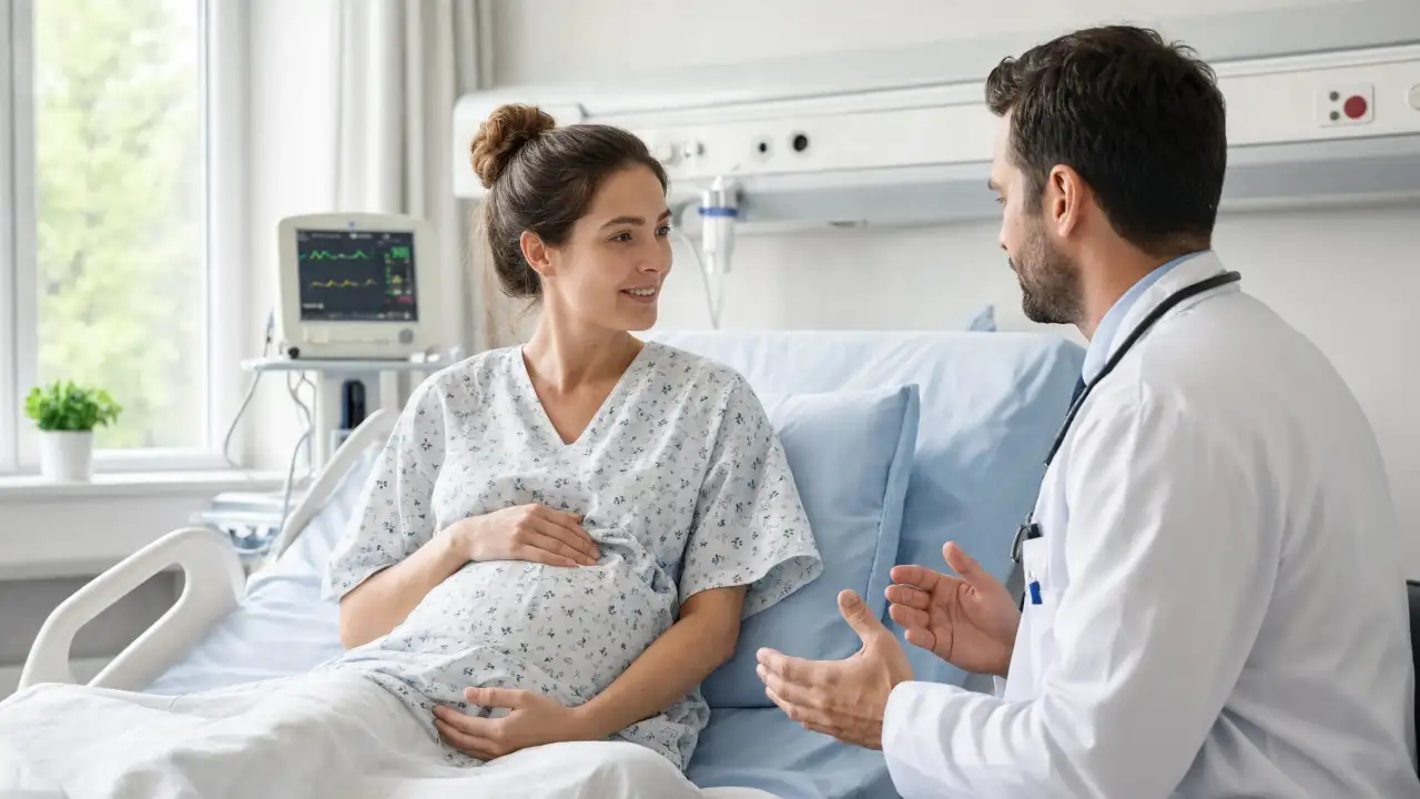 Беременная женщина в роддоме.