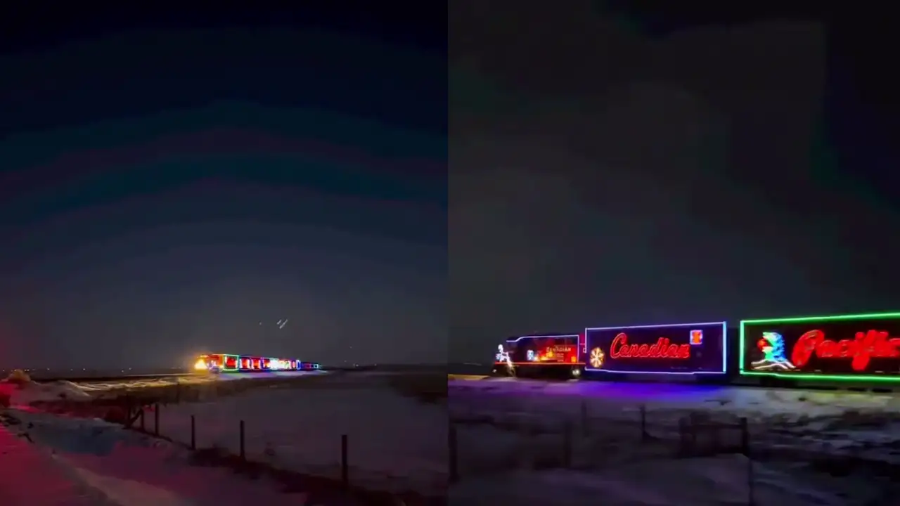 Благотворительный рождественский поезд в Канаде.