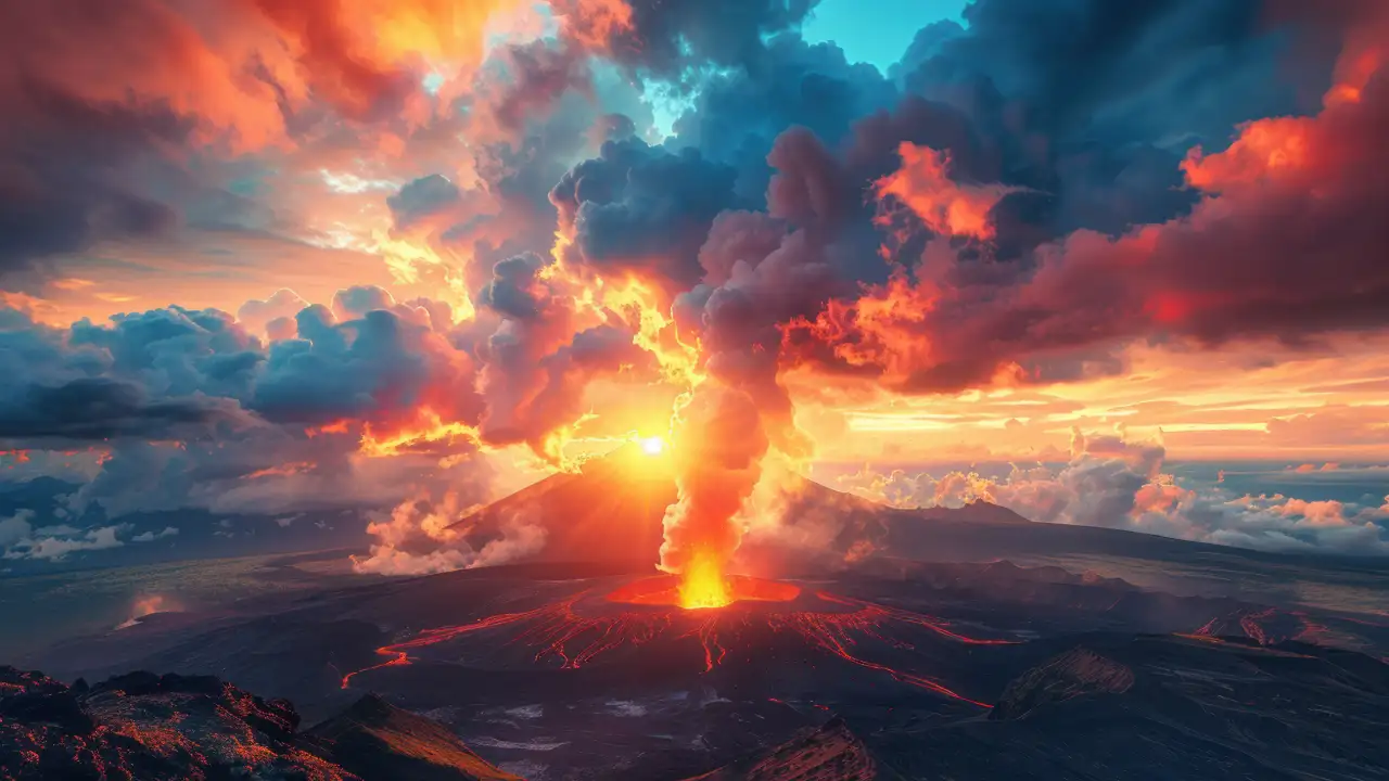 Извержение вулкана.