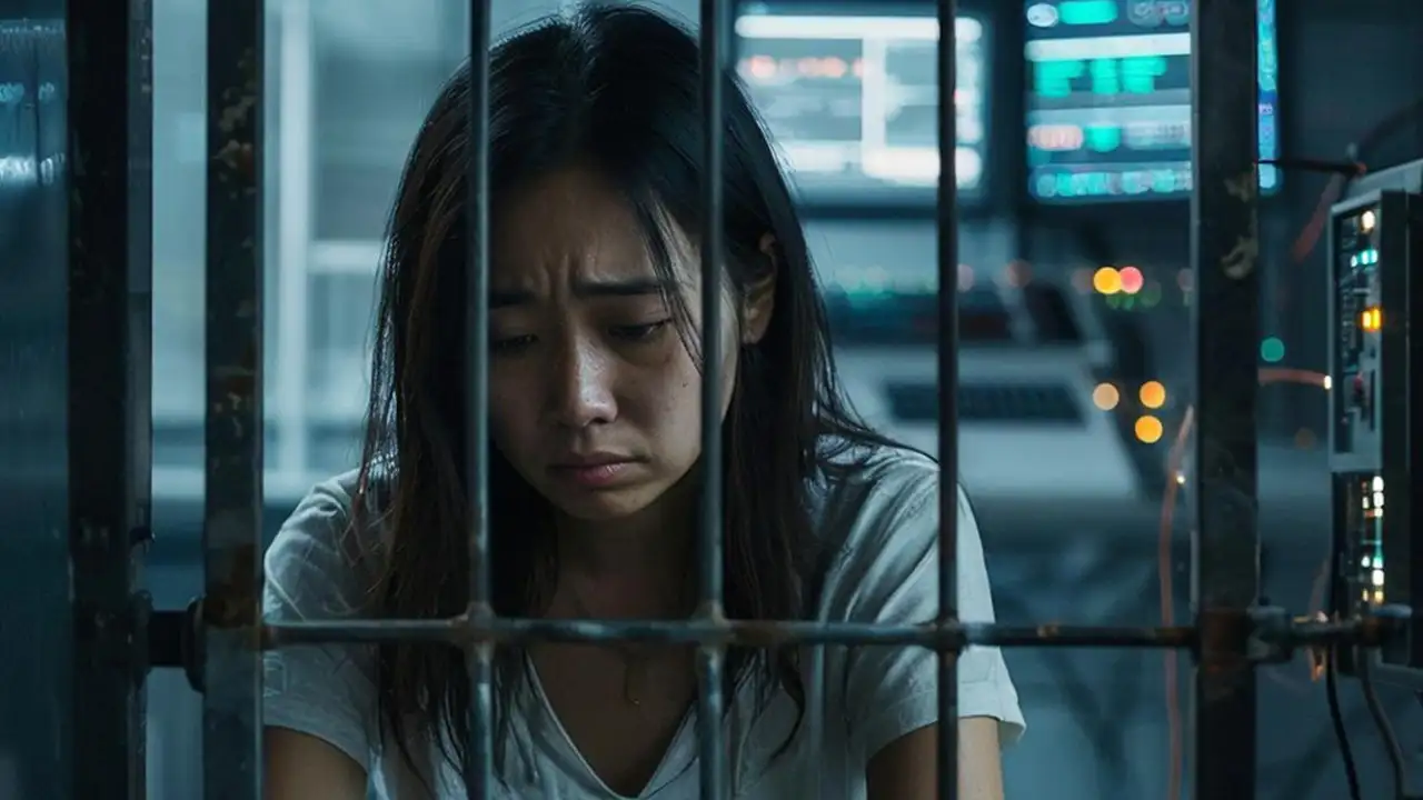 Женщина за решёткой.