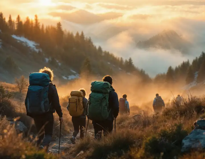 Молодые люди убеждены, что раз в месяц им необходимо ходить в поход. Молодые люди убеждены, что раз в месяц им необходимо ходить в поход.