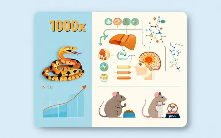 Ученые Стэнфордcкого университета нашли в крови питонов молекулу pTOS, которая подавляет аппетит. У мышей она вызвала потерю 9% веса за месяц, действуя напрямую на гипоталамус. Ученые Стэнфордcкого университета нашли в крови питонов молекулу pTOS, которая подавляет аппетит. У мышей она вызвала потерю 9% веса за месяц, действуя напрямую на гипоталамус.