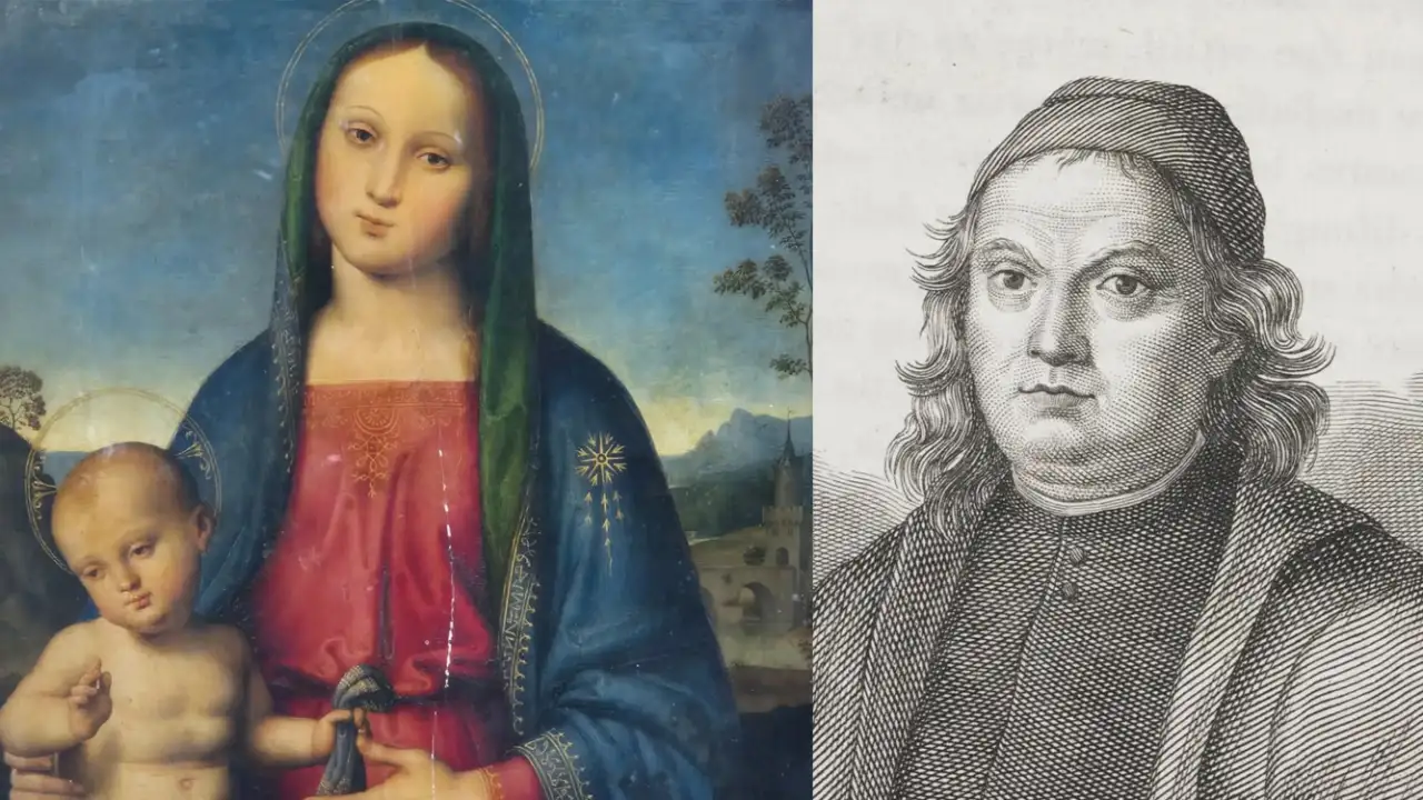 Холст «Мадонна с младенцем» и его автор Пьетро Перуджино.