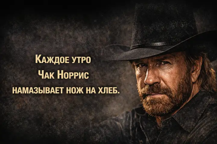 Каждое утро Чак Норрис намазывает нож на хлеб.
