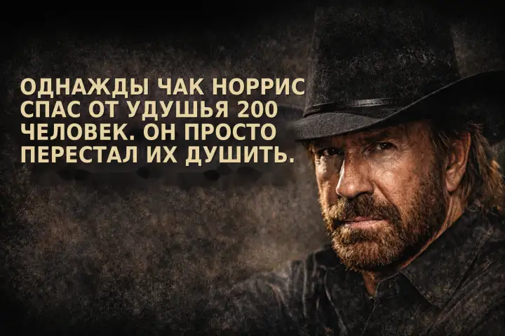 Однажды Чак Норрис спас от удушья 200 человек. Он просто перестал их душить.