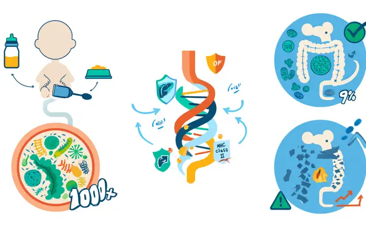 Когда ребенок переходит с грудного молока на твердую пищу, происходит нечто большее, чем просто смена меню. В этот момент его кишечник впервые сталкивается с огромным количеством новых микроорганизмов. И эта встреча запускает процесс, который определяет здоровье человека на десятилетия вперед. Когда ребенок переходит с грудного молока на твердую пищу, происходит нечто большее, чем просто смена меню. В этот момент его кишечник впервые сталкивается с огромным количеством новых микроорганизмов. И эта встреча запускает процесс, который определяет здоровье человека на десятилетия вперед.