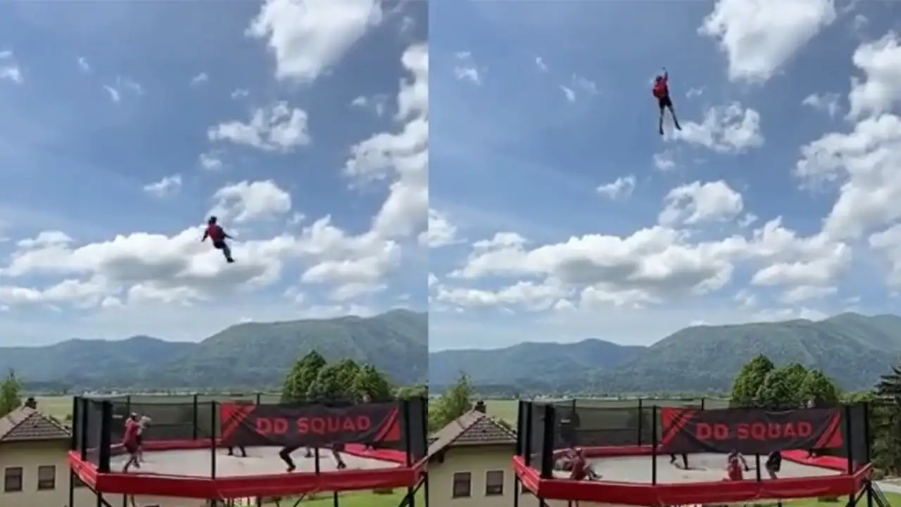 Прыжки на батуте.