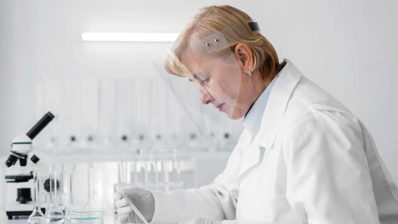 Женщина в лаборатории.