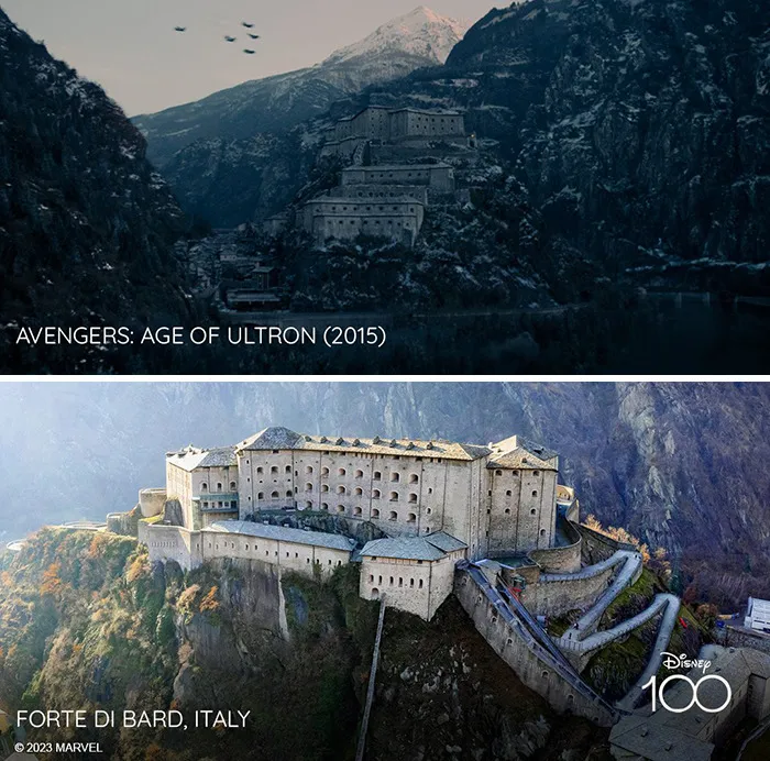 Крепость из фильма «Мстители: Эра Альтрона» — крепость Форте-ди-Бард, Италия.