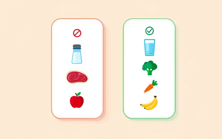 Увеличение потребления воды, диета с нормальным или высоким содержанием кальция, но низким содержанием натрия и животного белка, могут снижать частоту рецидивов камней в почках.